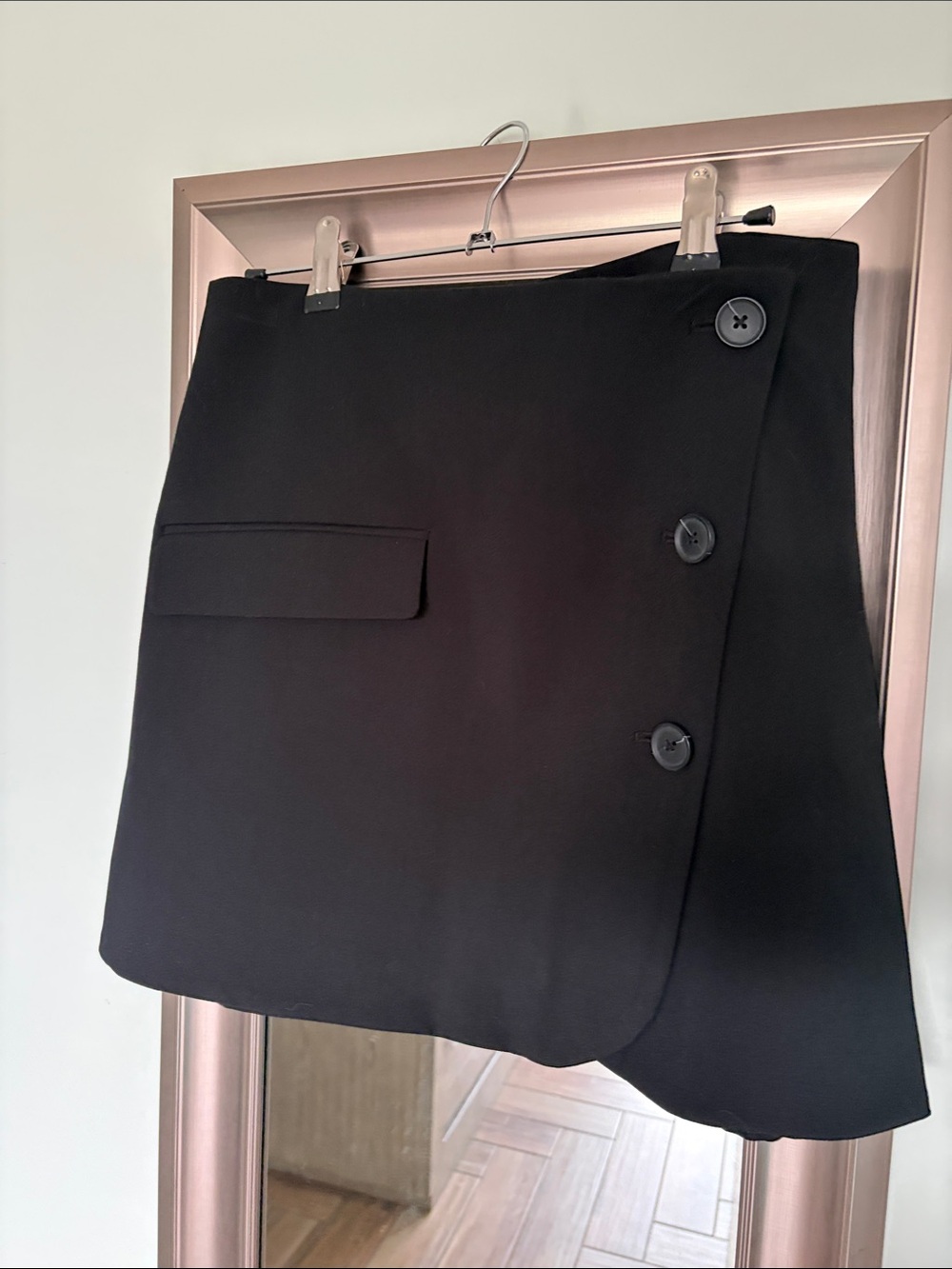 a new day Black Mini Skirt with Button Detail